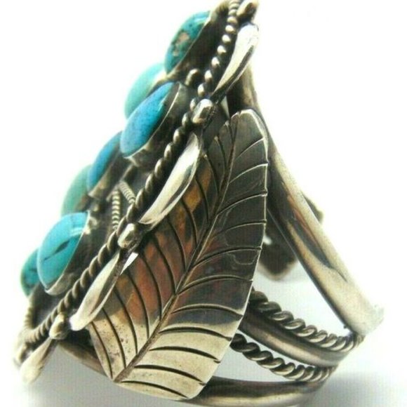 Sterling Silver Turquoise Navajo Zuni Bracelet - Picture 2 of 6